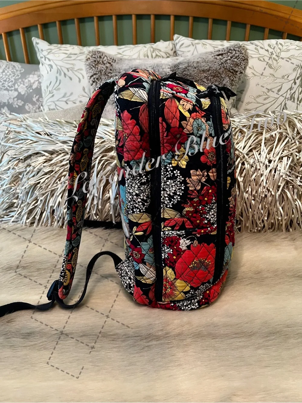 VERA BRADLEY Happy Snails 2011Large Laptop Backpack Floral Y2K Orange Yellowl